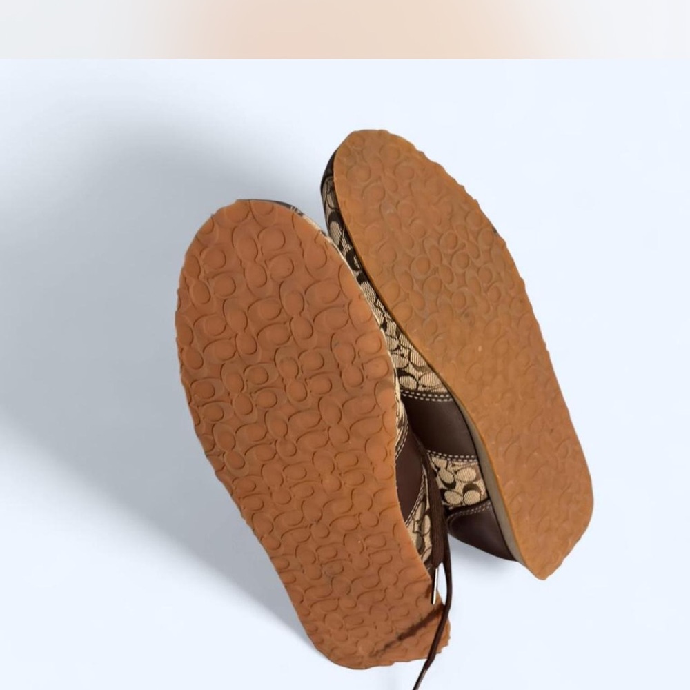 Coach Brown and Tan Signature Canvas Sneakers - Picture 3 of 6
